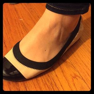 Leather J. Crew cream & black flats